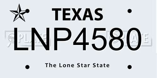 LNP4580 Texas License Plate