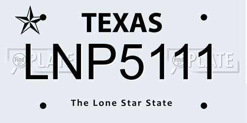 LNP5111 Texas License Plate