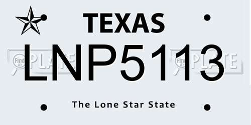 LNP5113 Texas License Plate