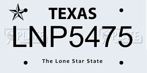 LNP5475 Texas License Plate