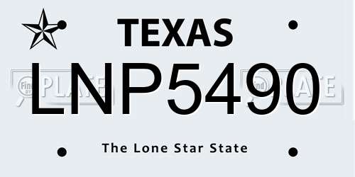 LNP5490 Texas License Plate