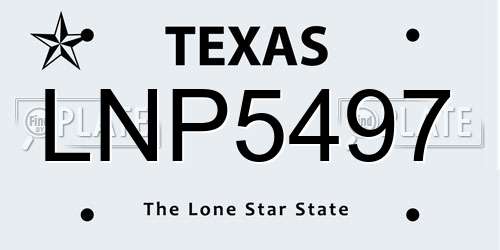 LNP5497 Texas License Plate