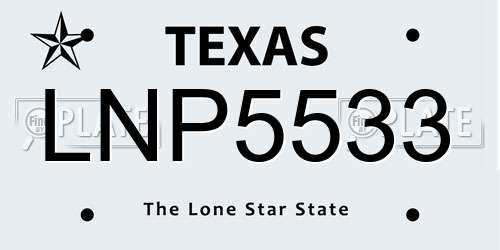LNP5533 Texas License Plate
