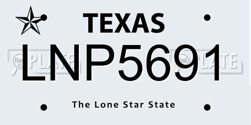 LNP5691 Texas License Plate