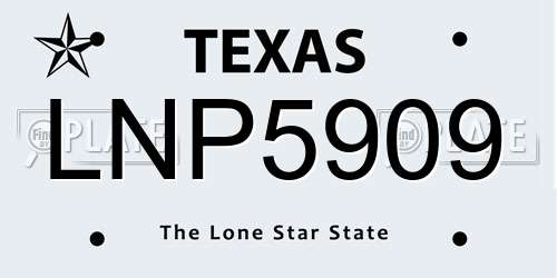 LNP5909 Texas License Plate