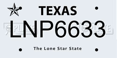 LNP6633 Texas License Plate