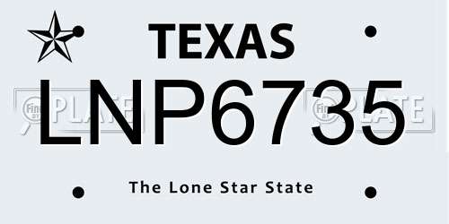 LNP6735 Texas License Plate