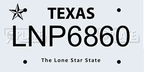 LNP6860 Texas License Plate