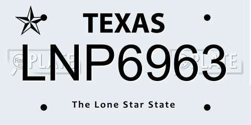 LNP6963 Texas License Plate