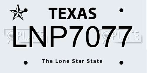 LNP7077 Texas License Plate