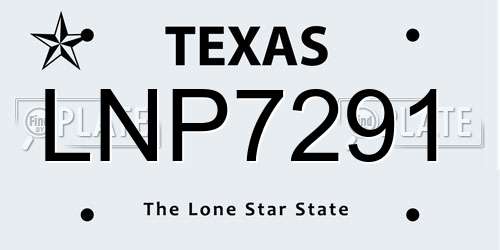 LNP7291 Texas License Plate
