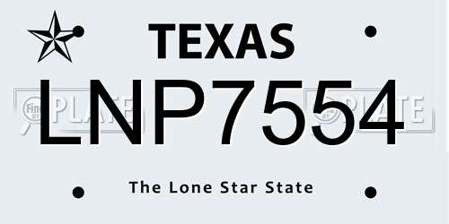 LNP7554 Texas License Plate