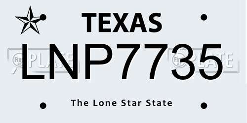 LNP7735 Texas License Plate