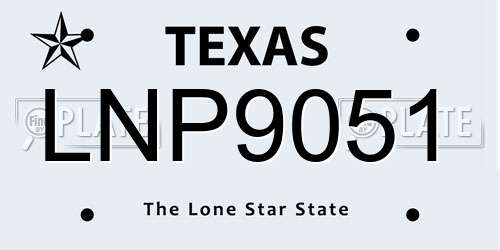 LNP9051 Texas License Plate