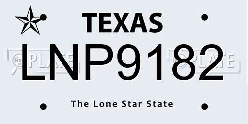 LNP9182 Texas License Plate