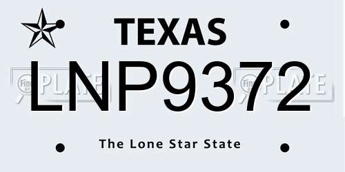 LNP9372 Texas License Plate