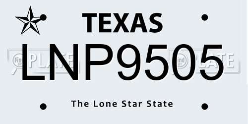 LNP9505 Texas License Plate