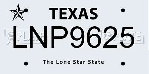 LNP9625 Texas License Plate