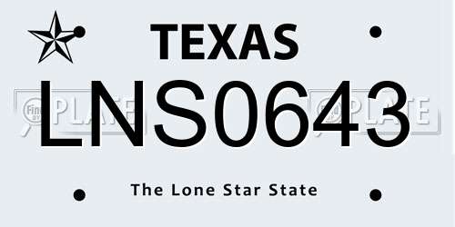 LNS0643 Texas License Plate