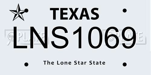 LNS1069 Texas License Plate