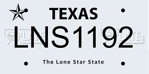 LNS1192 Texas License Plate