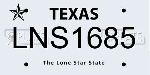 LNS1685 Texas License Plate