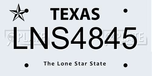 LNS4845 Texas License Plate