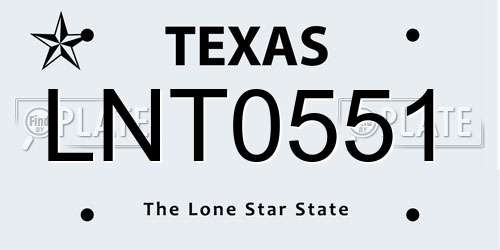 LNT0551 Texas License Plate