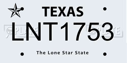 LNT1753 Texas License Plate