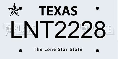 LNT2228 Texas License Plate