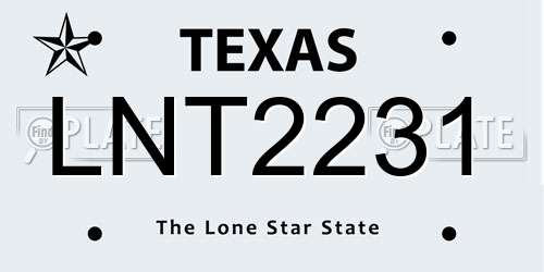 LNT2231 Texas License Plate