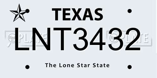 LNT3432 Texas License Plate