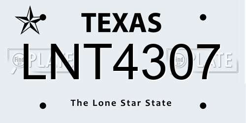 LNT4307 Texas License Plate