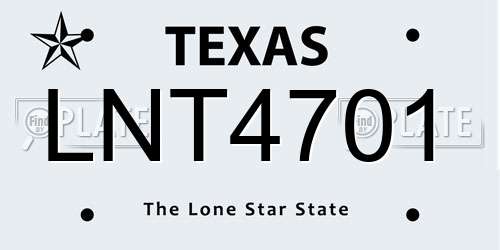 LNT4701 Texas License Plate
