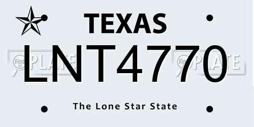 LNT4770 Texas License Plate