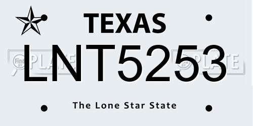 LNT5253 Texas License Plate