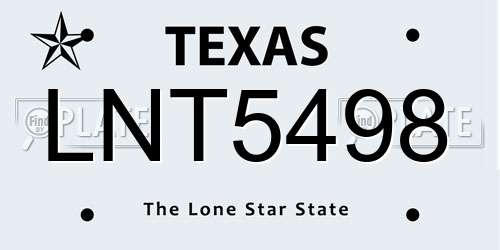 LNT5498 Texas License Plate