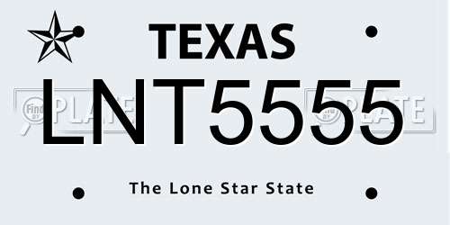 LNT5555 Texas License Plate