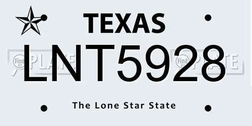 LNT5928 Texas License Plate