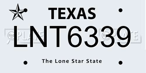 LNT6339 Texas License Plate