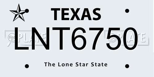 LNT6750 Texas License Plate