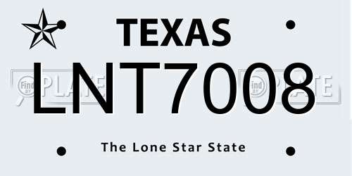 LNT7008 Texas License Plate