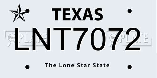 LNT7072 Texas License Plate