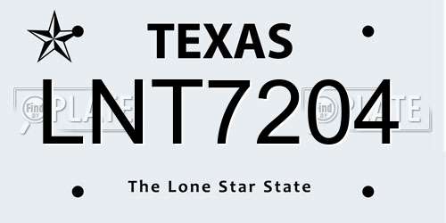 LNT7204 Texas License Plate