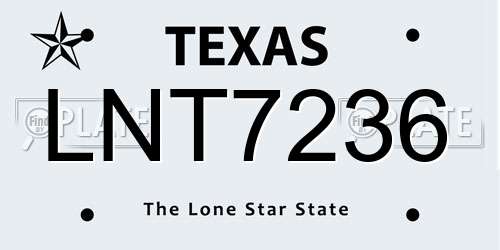 LNT7236 Texas License Plate