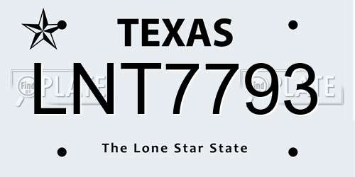 LNT7793 Texas License Plate