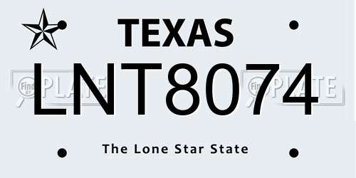 LNT8074 Texas License Plate