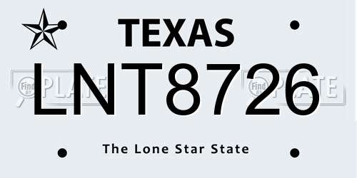 LNT8726 Texas License Plate