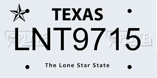 LNT9715 Texas License Plate