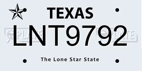 LNT9792 Texas License Plate